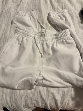 Garage White Drawstring Track Joggers